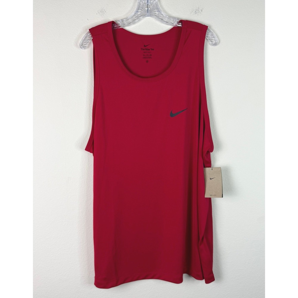 NEW Nike Tank Top Mens XXL Dri-FIT Training Red Sleeveless Swoosh Logo Workout